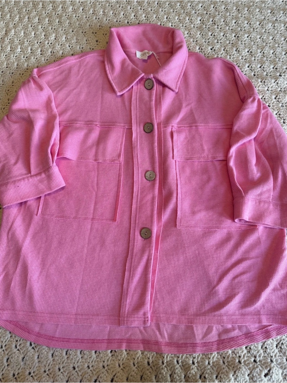 Women's Pink Button-Front Utility Shacket